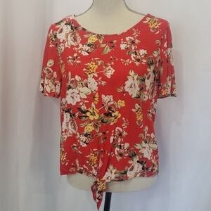 FREE with Purchase SOCIALITE Floral 100% Rayon Crepe Flutter Sleeve Waist Tie